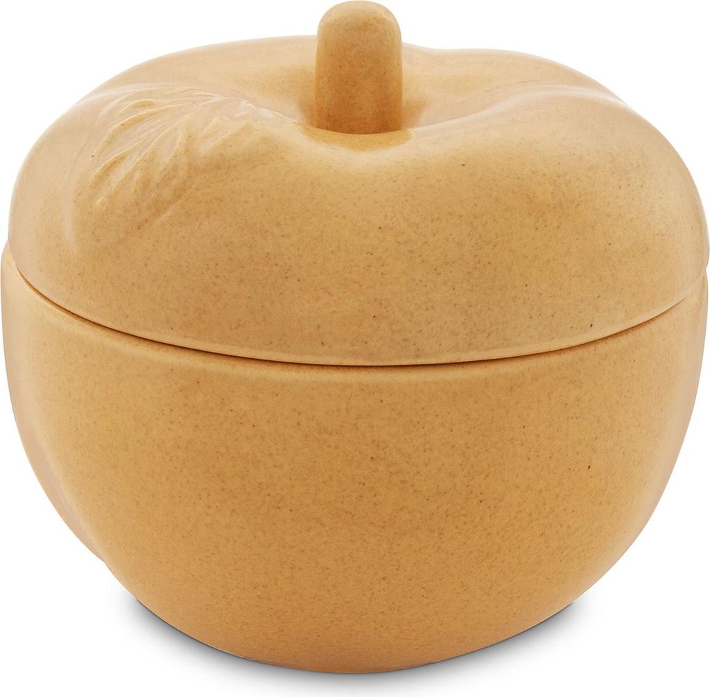 Original Bunzlauer Keramik Apfelbräter Apfelbackform Bratapfeltopf Ø12,6cm H=11,6cm, Dekor SAND beige