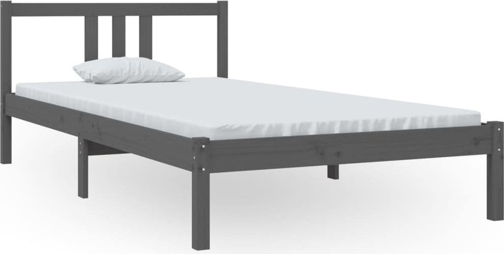 vidaXL Massivholzbett Grau 100x200 cm