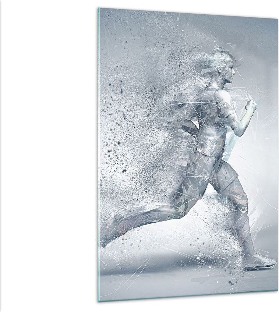 Bilder auf glas - Einteilig - Energie Abbildung Jogging Marathon - 80x120cm - Glasbilder - Wandbilder - Bilder - Wanddekoration aus Glas - Glas Bil...