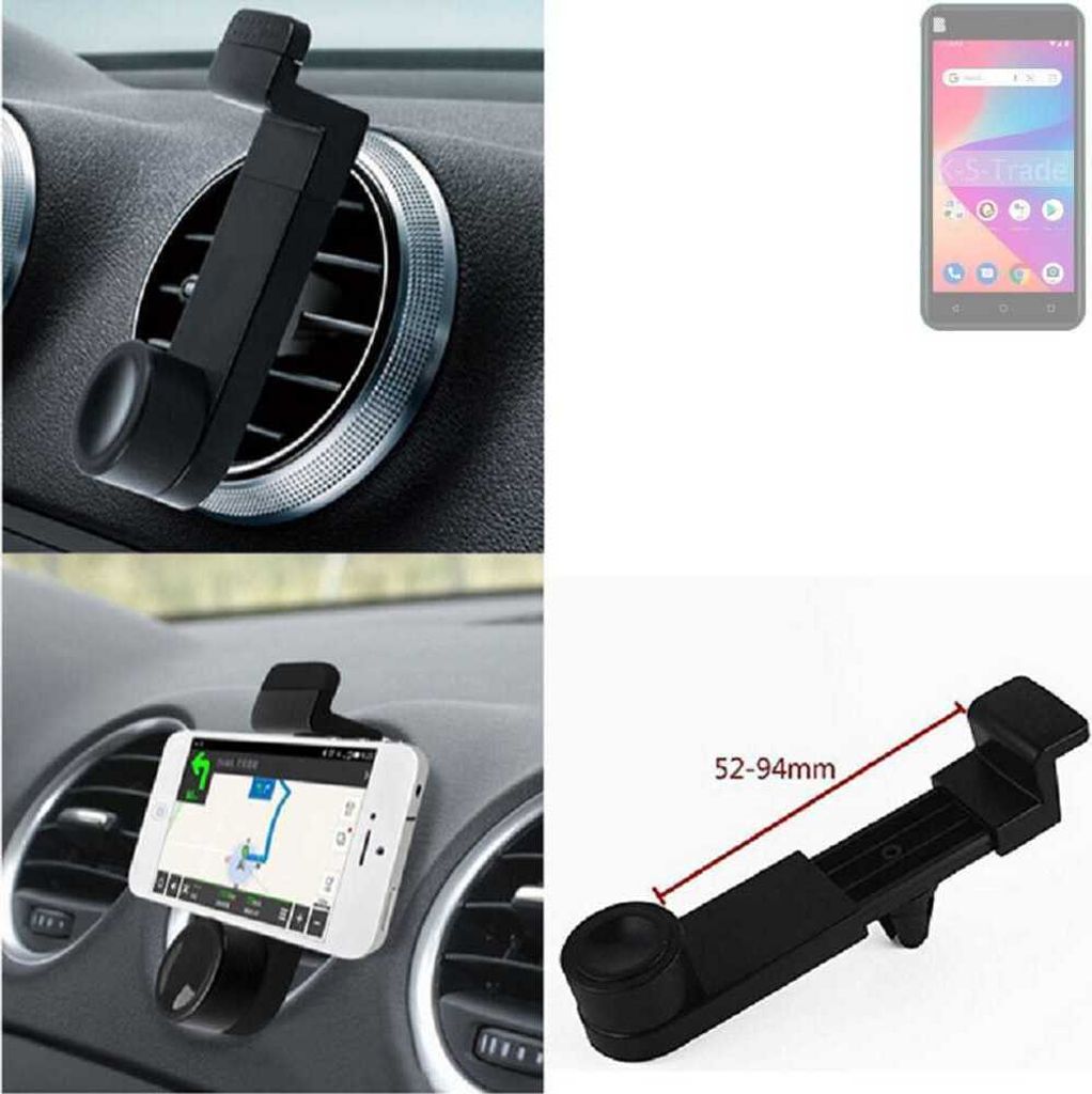 K-S-Trade Lüftungshalterung kompatibel mit BLU Studio X10 2022 KFZ-Halterung Autohalterung Handy-halterung Lüftungsgitter Lüftungsschlitze Schwarz
