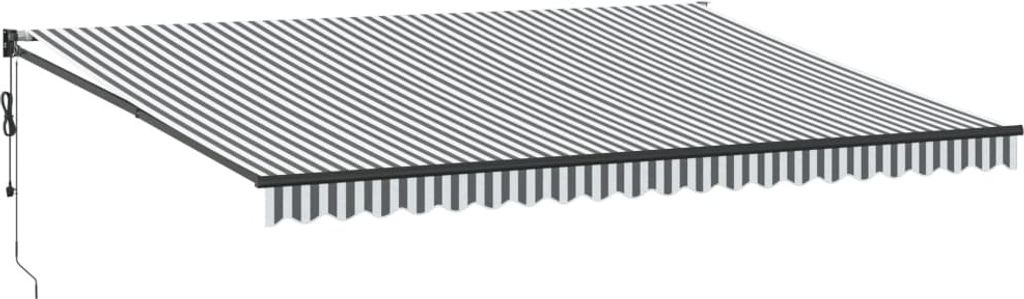 Markise Einziehbar Anthrazit und Weiß 5x3 m Stoff und Aluminium