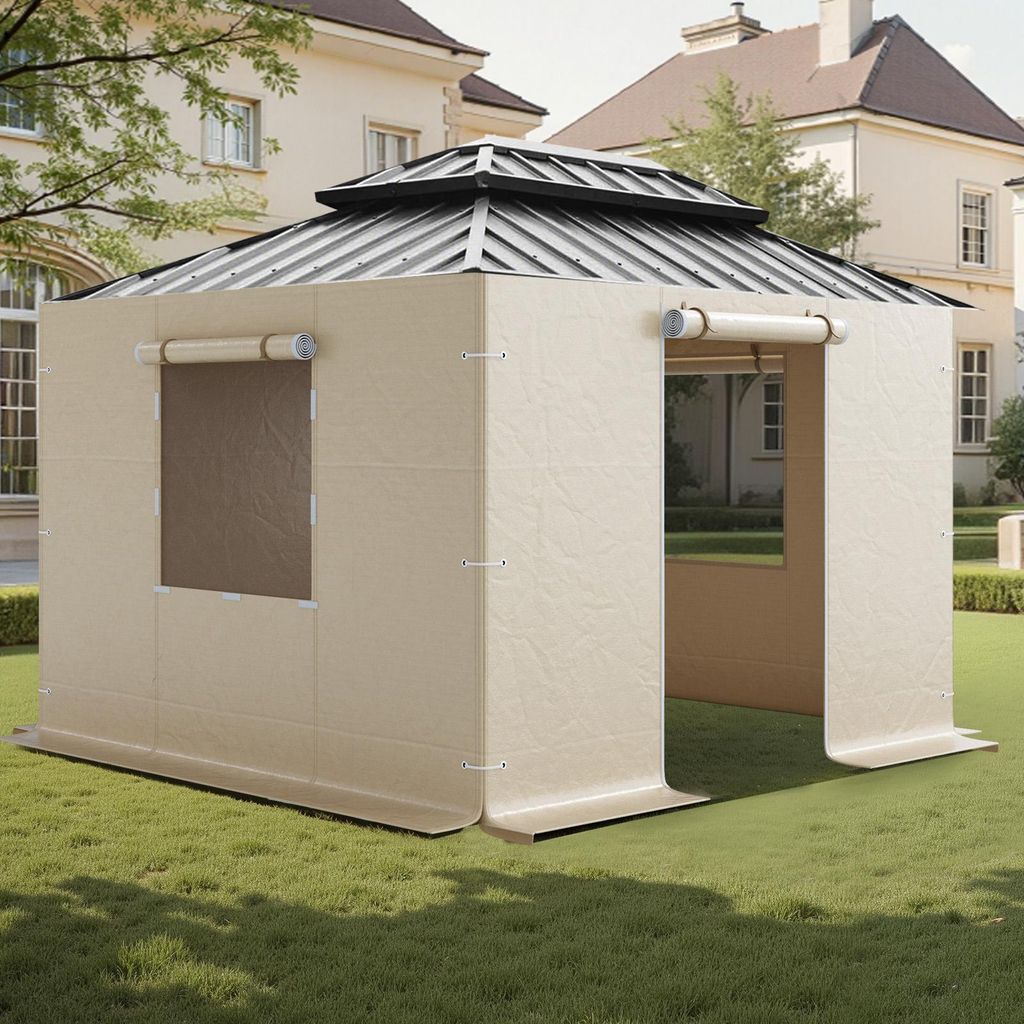 VEVOR Seitenteile, passend für 2,9 x 2,9 m große Pavillons, 4-teilige Seitenwände für Hardtop-Pavillons, PE-Material, Ersatzabdeckung mit Netzf...