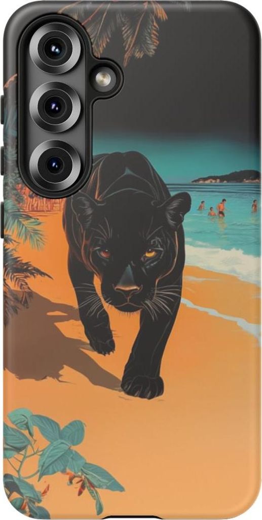 Eleganter Panther am tropischen Strand – Hülle Kompatibel mit Galaxy S25
