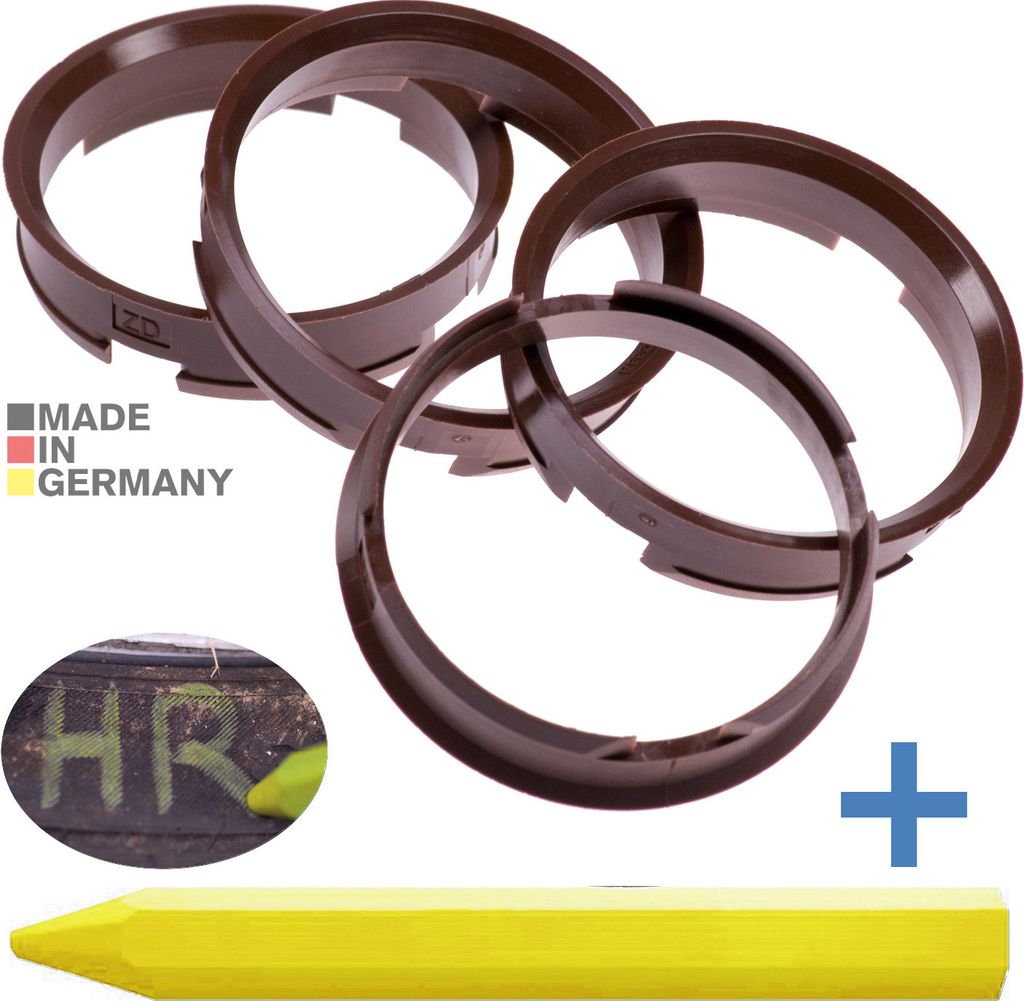 4X Zentrierringe 72,6 x 66,6 mm Braun Felgen Ringe + 1x Produktbild 
