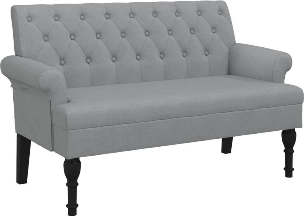 Sitzbank mit Rückenlehne Hellgrau 120x62x75,5 cm Stoff