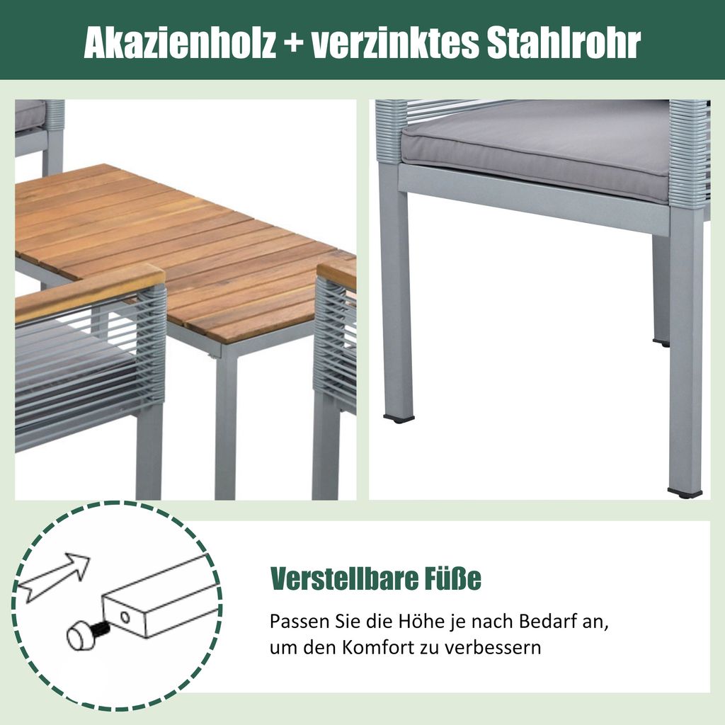 Flieks Gartenlounge Set 4er Set, Gartenmöbel Set Rattan mit Produktbild 10