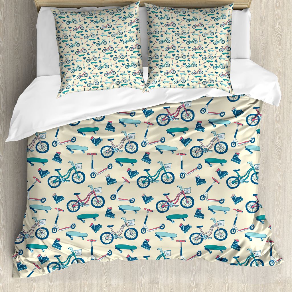 ABAKUHAUS Sport Bettbezugs Set Für Doppelbetten, Mobiler Aktivitätsentwurf, Milbensicher Allergiker geeignet mit Kissenbezügen, Beige Korallenro...