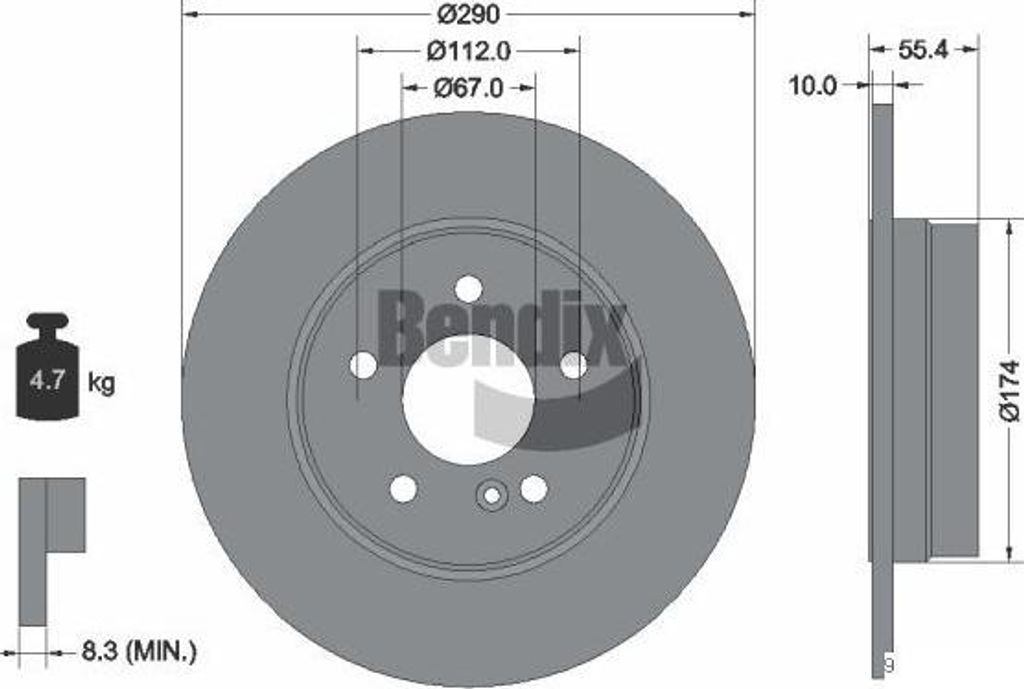 BENDIX Braking BDS1230 Bremsscheibe OE 1244231112 kompatibel mit C-Klasse, CLC-Klasse, CLK, E-Klasse, SLK