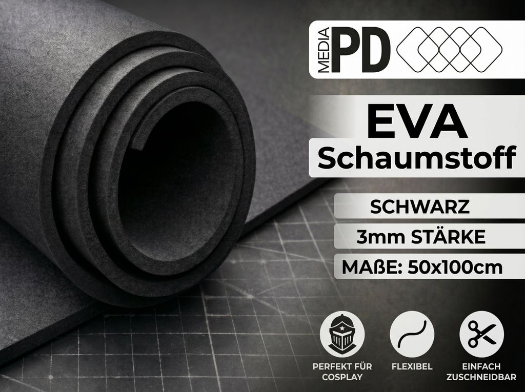 PD Media EVA pěna, černá, 3 mm – 50 x 100 cm, vysoká Obrázek produktu 