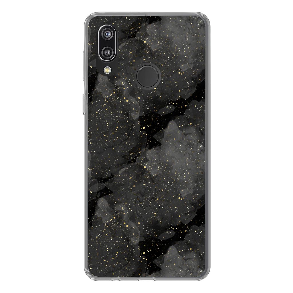 MuchoWow Handyhülle Schutzhülle Hülle für Huawei P20 Lite (2020) Marmor - Glitter - Gold - Schwarz - Muster Silikon Softcase Handy Hülle - K...