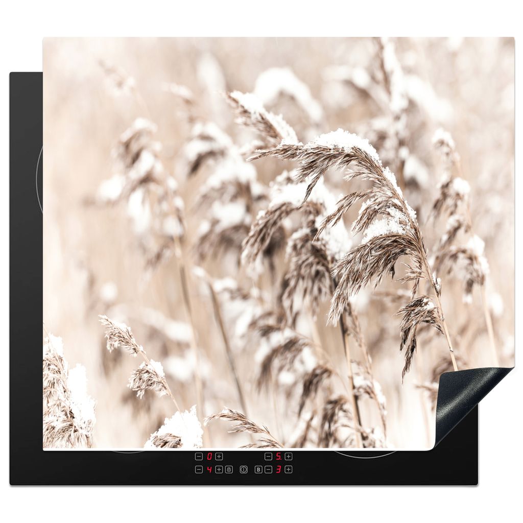 KitchenYeah Herdabdeckplatte Winter - Pflanzen - Schnee - Natur - Jahreszeiten , 60x52cm, Küche Deko, Glaskeramikkochfeld Herdabdeckung, Abdeckp...