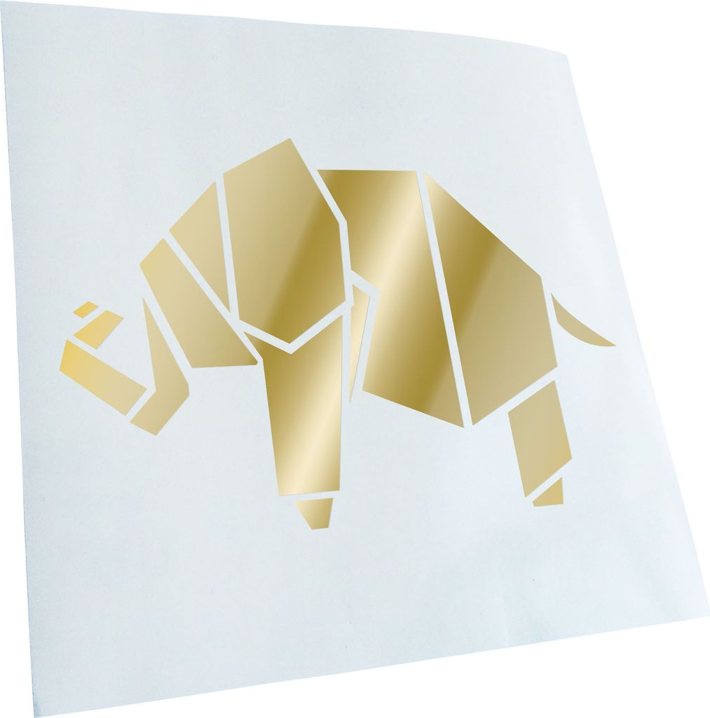 Kiwistar - Autoaufkleber - Papierfalten Elefant - Goldchrom - 30x20cm - Aufkleber für Auto, Laptop, Fahrrad, LKW, Motorrad mehrfarbig JDM Decal Ra...