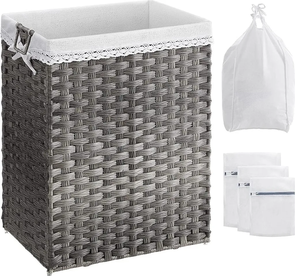 Panier à linge 90L gris pliable : fini le désordre dans votre chambre