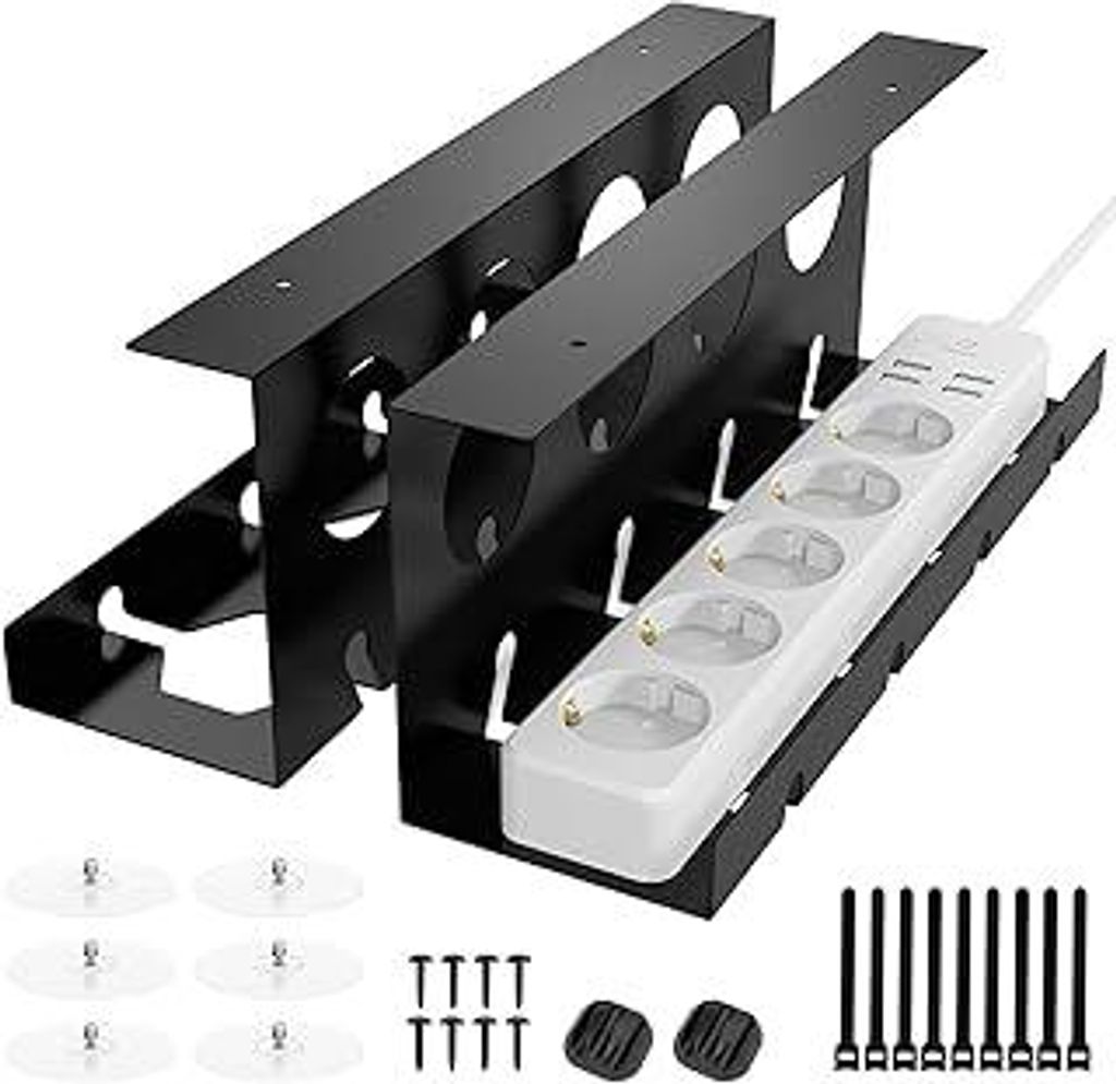 Kabelkanal Schreibtisch 2er Set, Kabelmanagement Schreibtisch ohne Bohren - Cable Management Under Desk - Schreibtisch Zubehör - Kabelführung Kab...