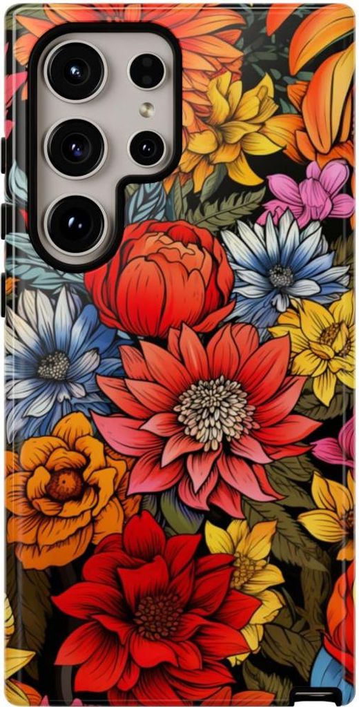 Lebhaftes Blumenmuster – Hülle Kompatibel mit Samsung Galaxy S24 Ultra