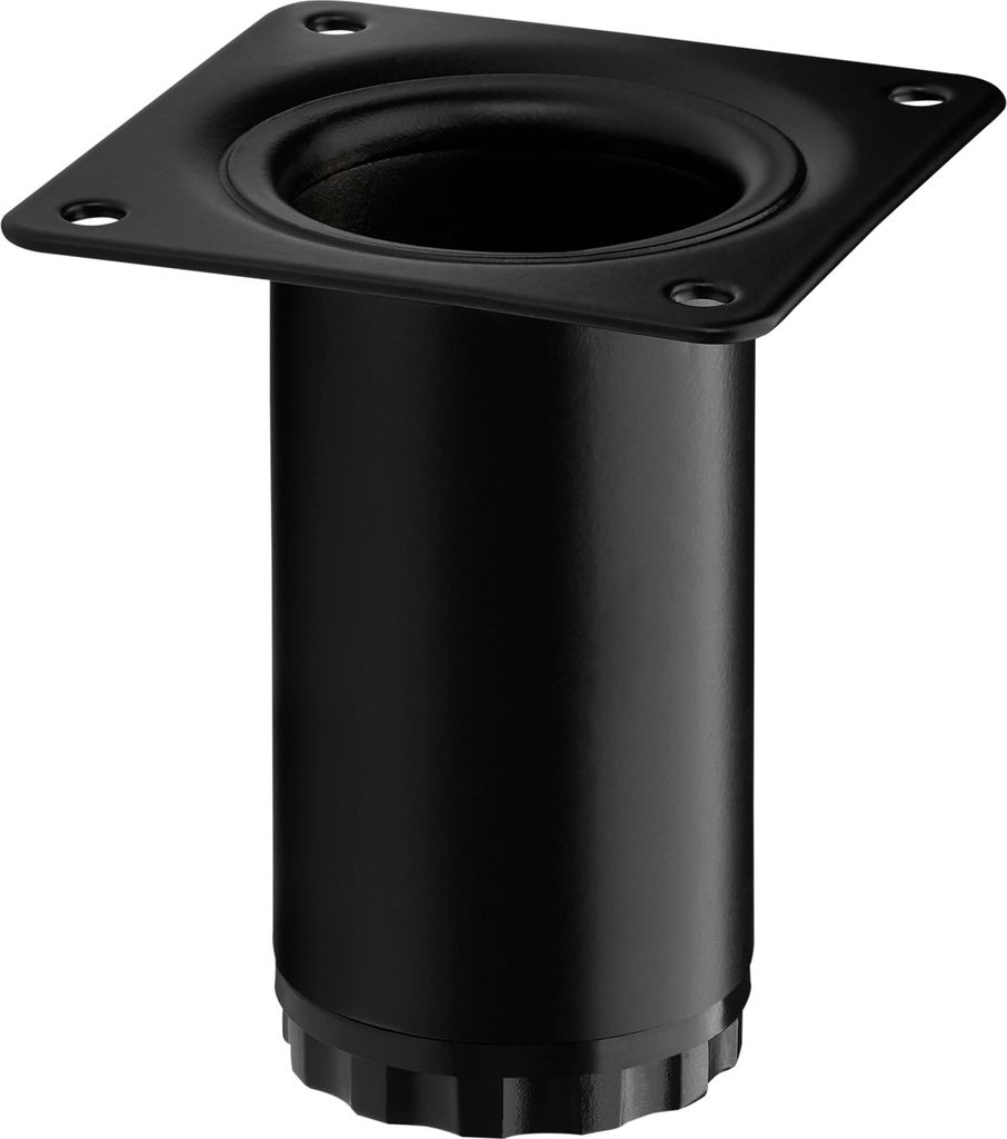 Möbelfuß BRAVO Höhe 80 mm (+ 10 mm) Ø 40 mm schwarz matt höhenverstellbarer Schrankfuß aus Stahl Möbelbein belastbar bis 50 kg SOTECH