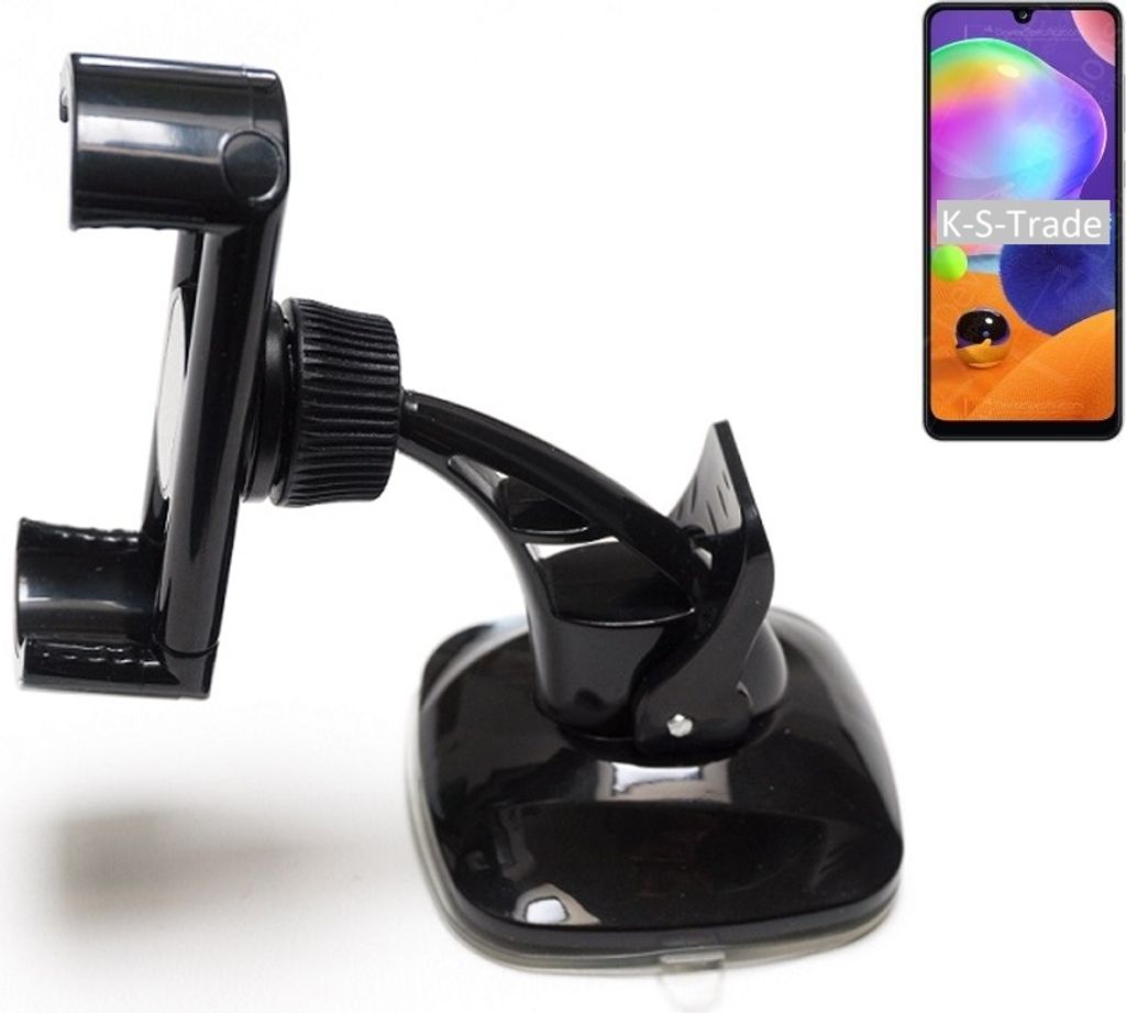 K-S-Trade kompakte Handy-Halterung Windschutzscheibe kompatibel mit Samsung Galaxy A31 Armaturenbrett schwarz Autohalterung KFZ Halter