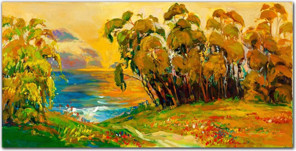 Coloray - Bild aus Glas - Glasbilder - 100 x 50 cm - Gehärtetes Glas Glasblock mit Bild Küche Wohnzimmer Wanddekoration Dekoration - Wasser Wiese...