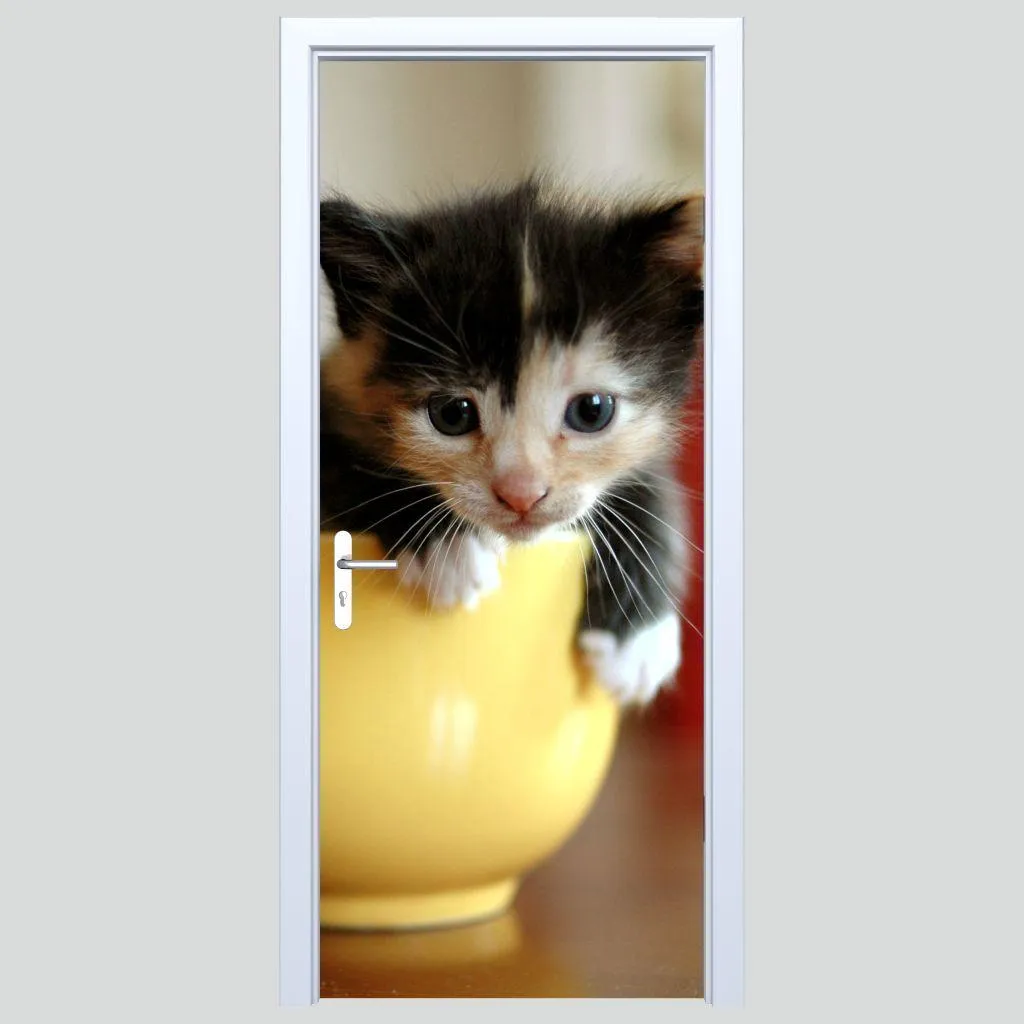 Poster Porta Tessuto Gattino in Tazza 178PD | Home Decor Elegante