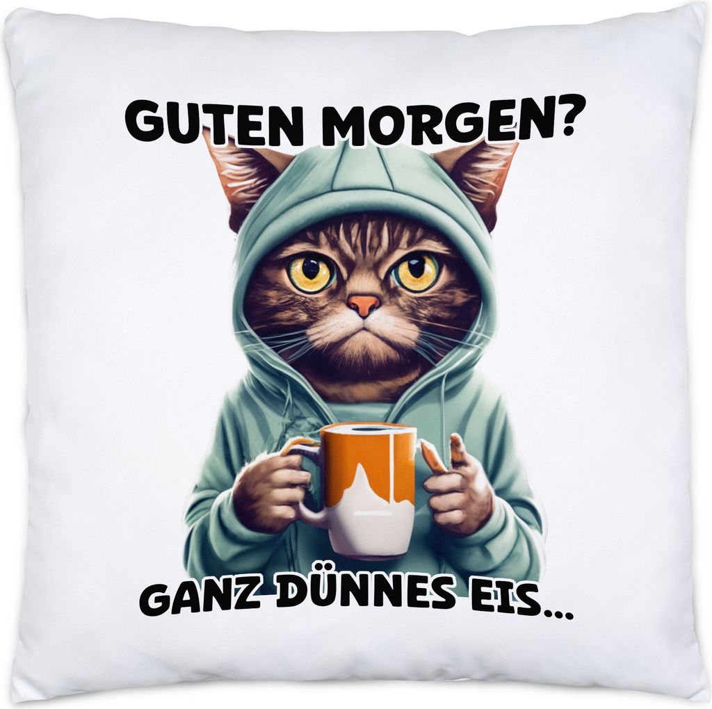 Guten morgen? Ganz dünnes Eis Kissen inkl. Füllung Langschläfer Morgenmuffel Witzig Kaffee