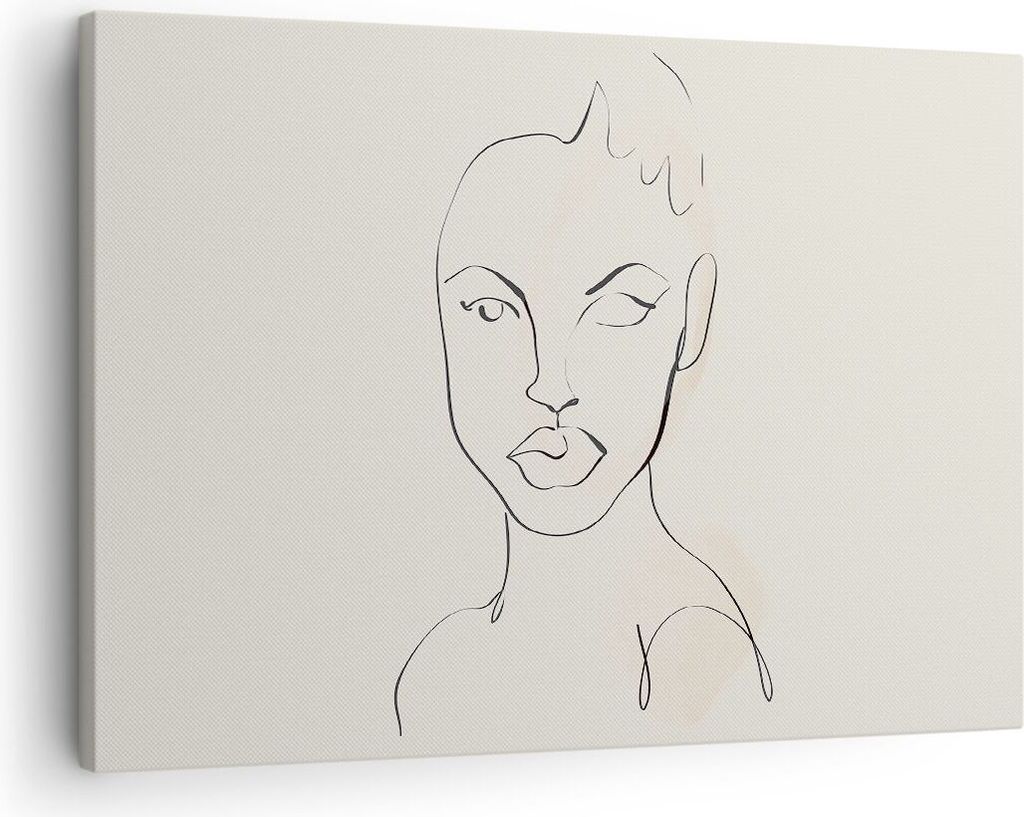 Bild auf Leinwand - Leinwandbild - Einteilig - Porträt Afro Skizze - 70x50cm - Wand Bild - Wanddeko - Wandbilder - Leinwanddruck - Bilder - Wandde...