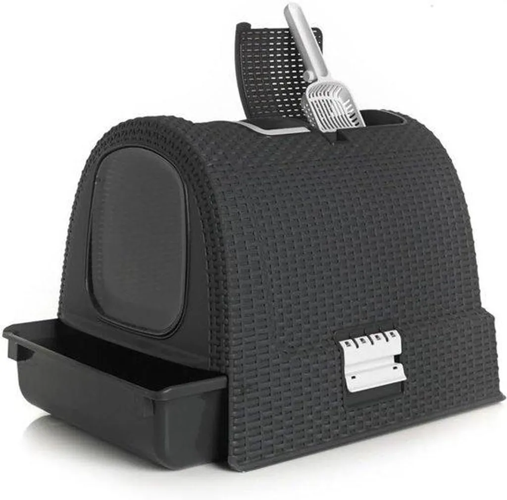 Cage chat anthracite 51x38x39 cm - Anti-stress et transport facile
