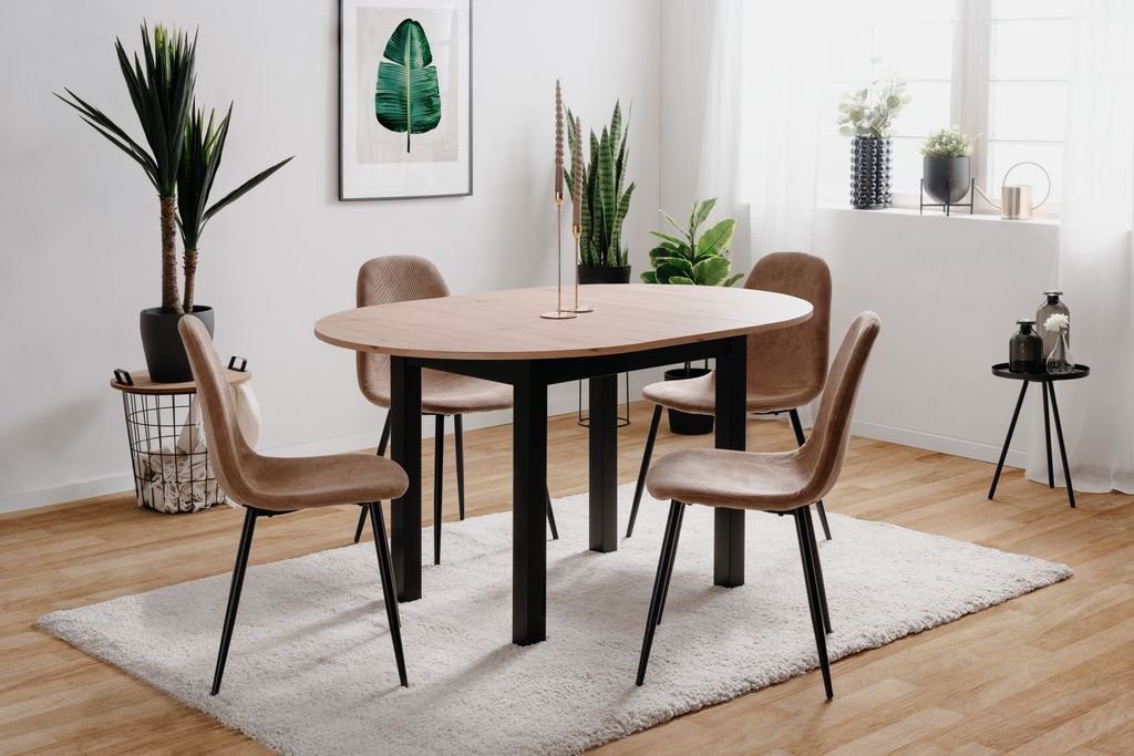 Esstisch >Coburg< in Artisan Oak / schwarz - Produktbild 