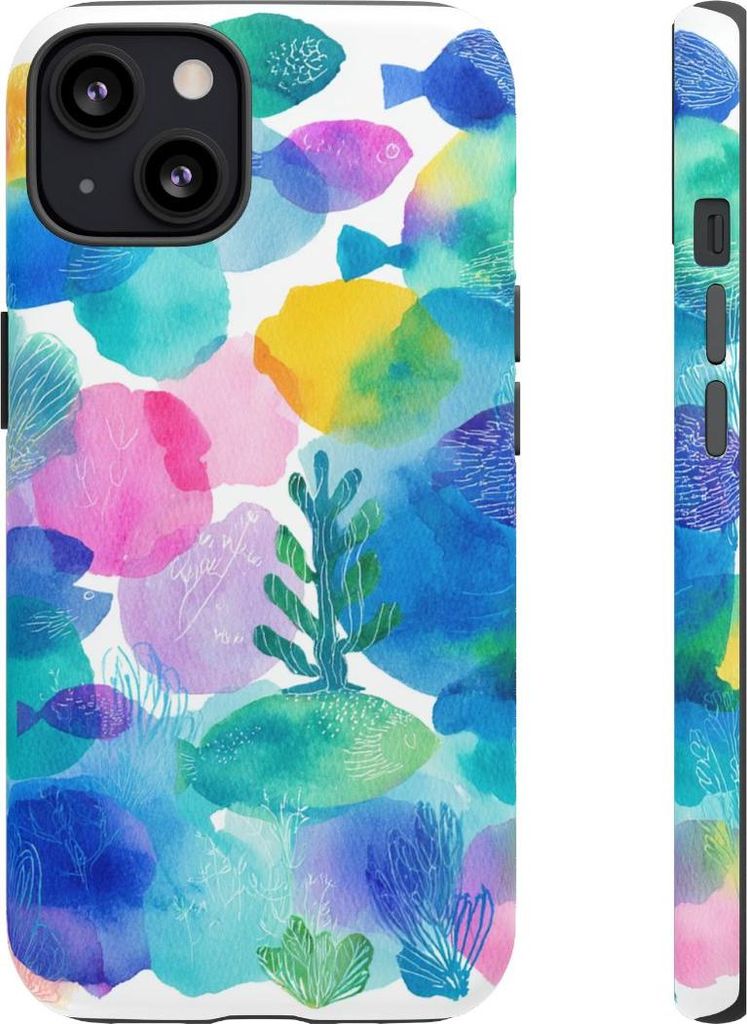 Buntes Ozeanriff in Aquarelloptik – Handyhülle Kompatibel mit iPhone 13