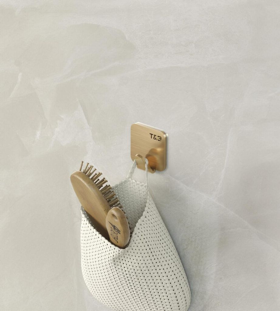 Nortiq T&B Einzelhaken 5 x 5 x 2,2 cm gebürstetes Gold Aluminium Wandhaken mit 3M Klebeband