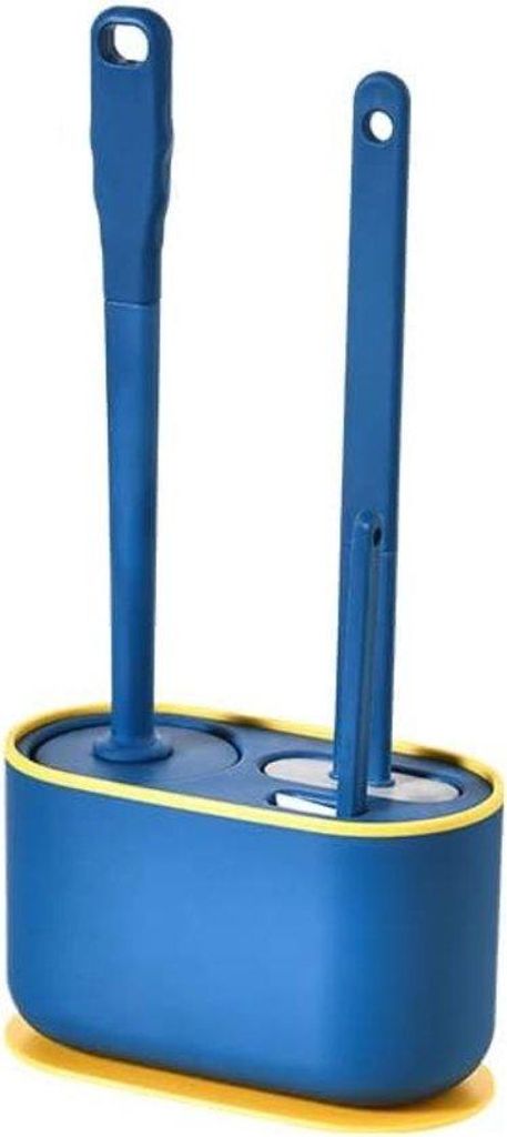 Toilet-Bürste-Set, 3-teilig, silikon, blau, belüftet