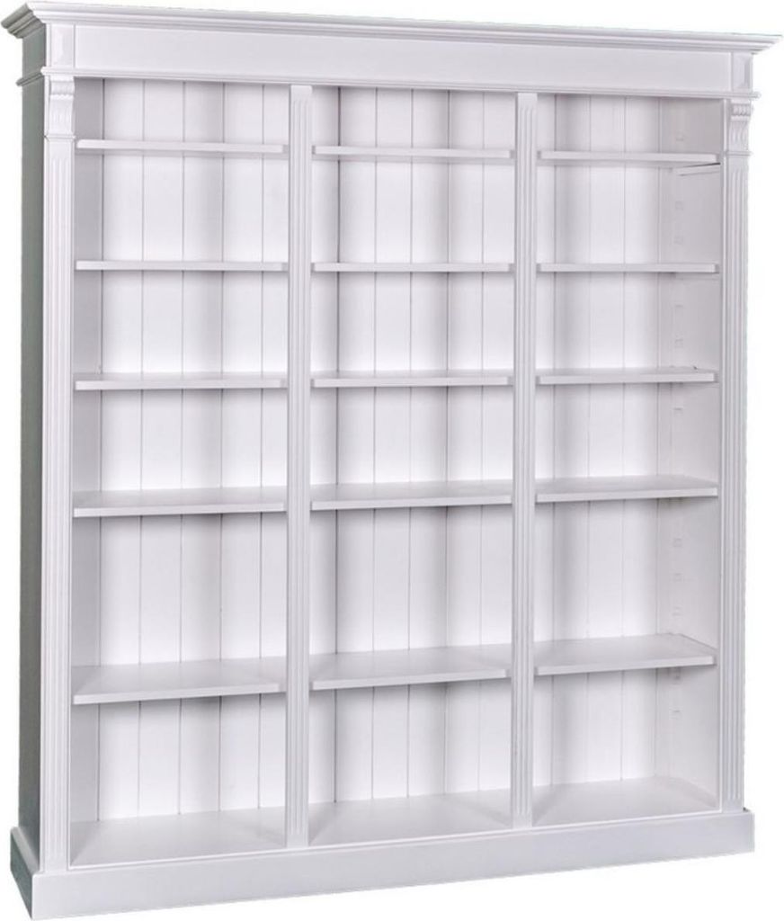 Casa Padrino Landhausstil Bücherschrank Weiß 180 x 39 x H. 197 cm - Massivholz Schrank - Regalschrank - Wohnzimmerschrank - Landhausstil Möbel