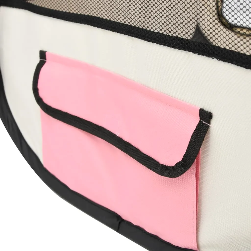 Enclos pour chiens et petits animaux rose pliable format 90x90x58 cm - 7