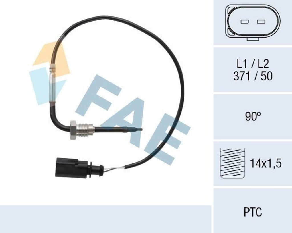 FAE 68092 Abgastemperatursensor für VW Touareg (7P5, 7P6) M14x1,5 371mm