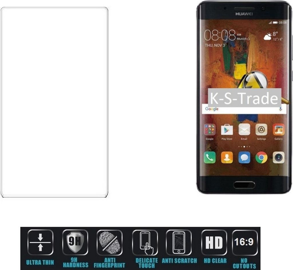 K-S-Trade Displayschutzglas kompatibel mit Huawei Mate 9 Pro Hartglas Schutzfolie Glasfolie 16:9 Format, bedeckt keine Seitenbereiche