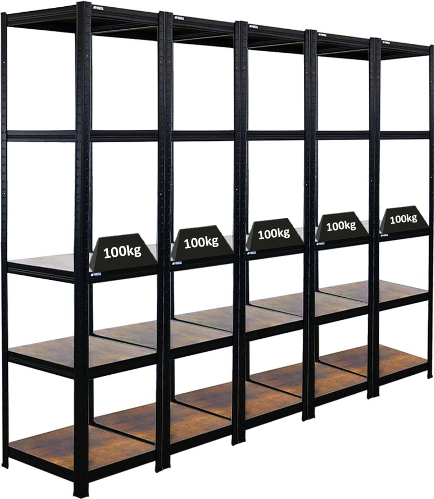 Mega Deal | 5x Wohnregal Ragnar | HxBxT 180x45x45cm | Fachlast 100kg | Vintagebraun-Schwarz