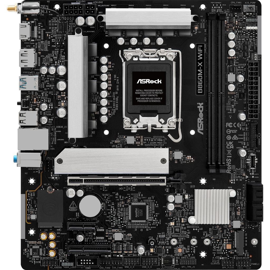 Asrock B860M-X WiFi, Intel, LGA 1851 (Socket V1), Intel Core Ultra (Series 2), DDR5-SDRAM, 128 GB, DIMM