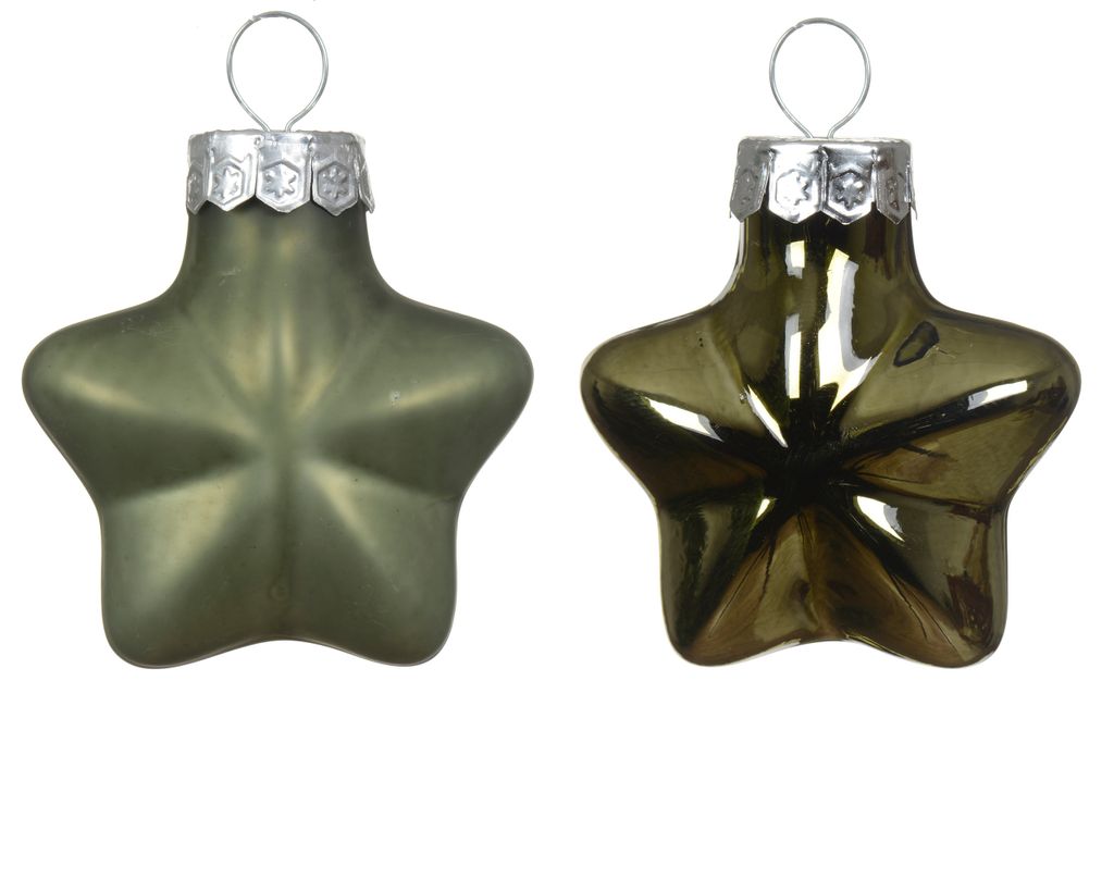 Christbaumschmuck Sterne 4cm Glas 12 Stück - Rosmarin
