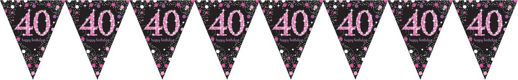 Pink 40th Birthday Wimpelkette 4m Produktbild 