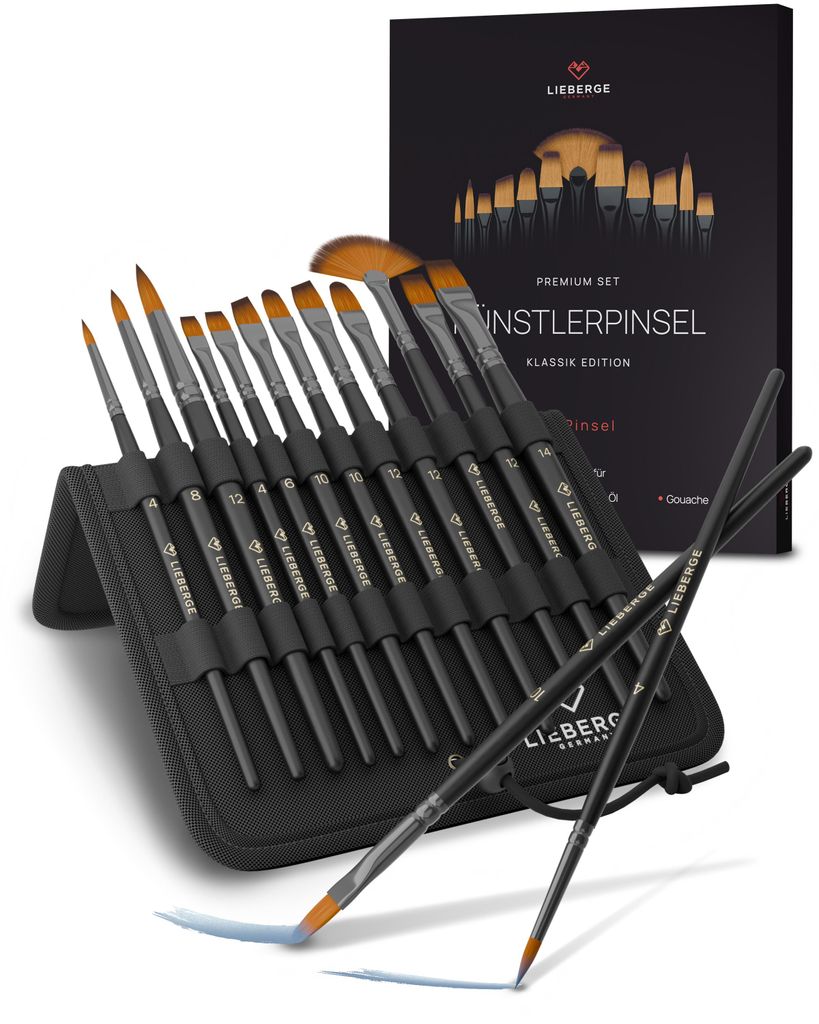 LIEBERGE Premium Pinselset Acrylfarben – 12 Pinsel ohne Produktbild 