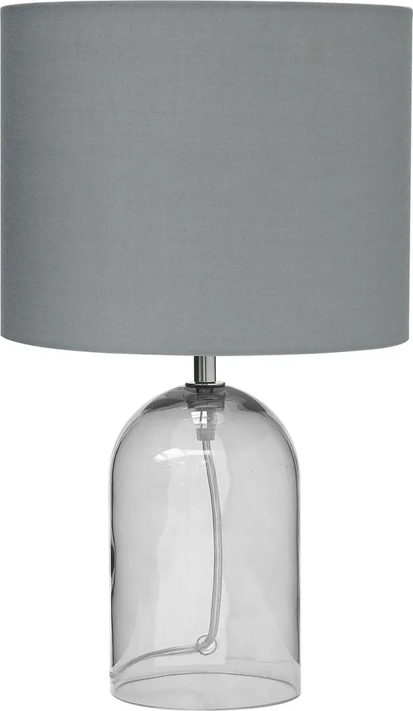 Lampe de Chevet pour Chambre Gris Verre Fumé et Abat-jour Tissu 44 cm