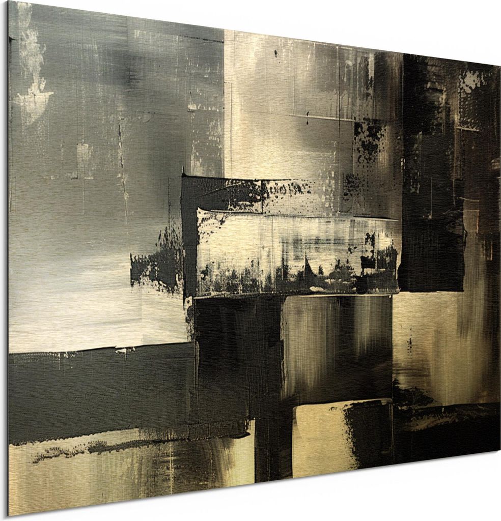DEQORI Alu-Dibond Bild Gold 60x40 cm 'Struktur der Stille' Wandbild Metall dünn Design