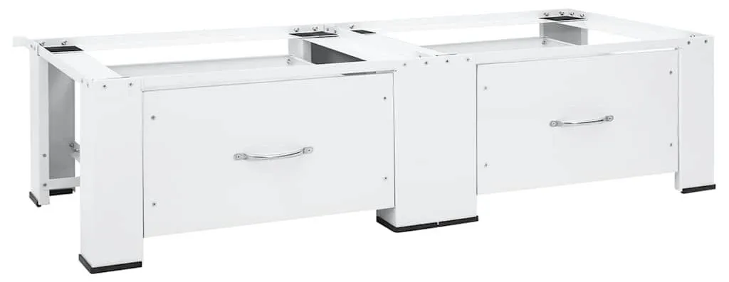 Support Machine à Laver Double Blanc Acier - Hauteur Ergonomique - 8