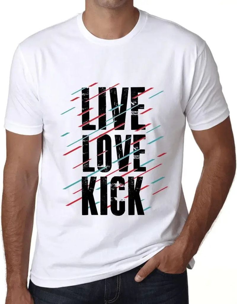 Herren Grafik T-Shirt Live Love & Kick Öko-Verantwortlich Vintage Jahrgang Kurzarm Lustige Druck Geburtstag Geschenk Mann