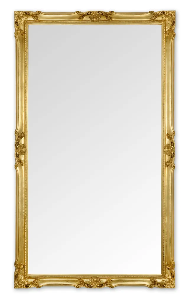 Grand Miroir Mural Antique Doré 82x142 Cadre Baroque en Bois de Luxe