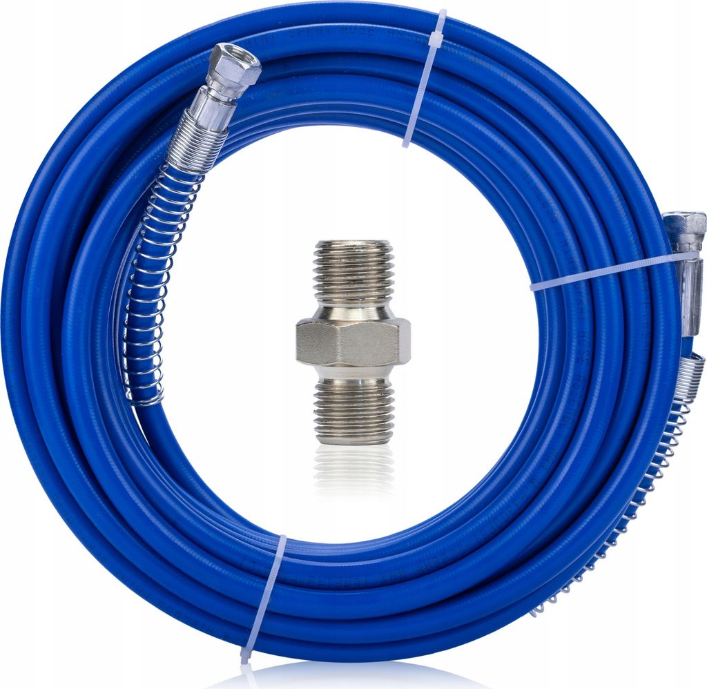 Set Schlauch für Farbspritzgerät aus TPU-Faser 15 m blau + Schlauchverbinder GZ 1/4"" auf GZ 1/4""