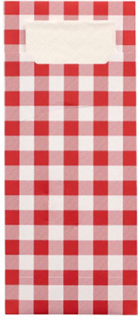 Bestecktaschen 20 cm x 8,5 cm rot "Vichy Karo" inkl. weißer Produktbild 