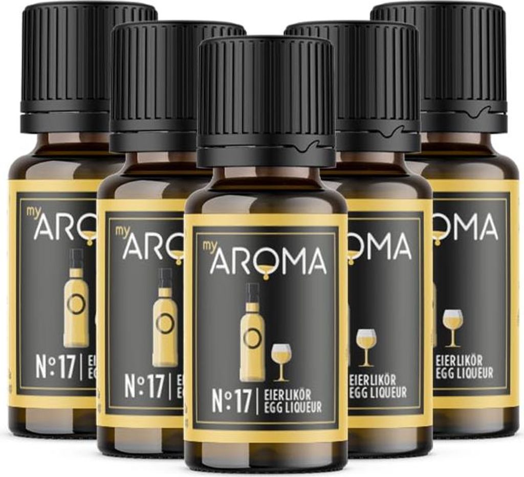 myAROMA Flavour Drops – Eierlikör 5x10ml, Zuckerfrei, Kalorienfrei & Vegan, Natürliche Lebensmittelaromen ohne Künstliche Farbstoffe für Küc...