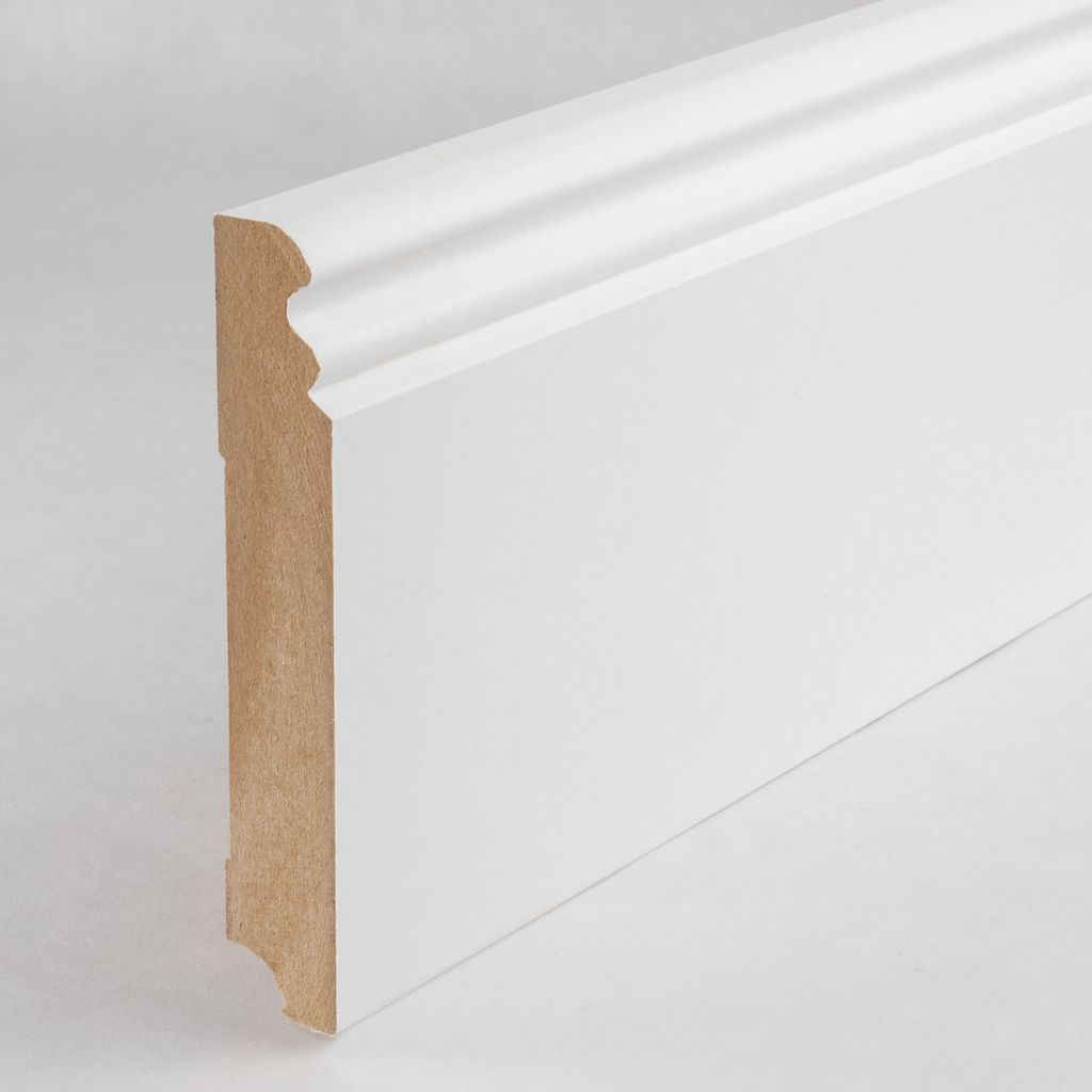 Sockelleiste Berliner Profil Hamburger Leiste 19 x 115 x 2500 mm Weiß MDF-Kern foliert Fußleiste Klassisch by PROVISTON 25 Meter | 10 Stück