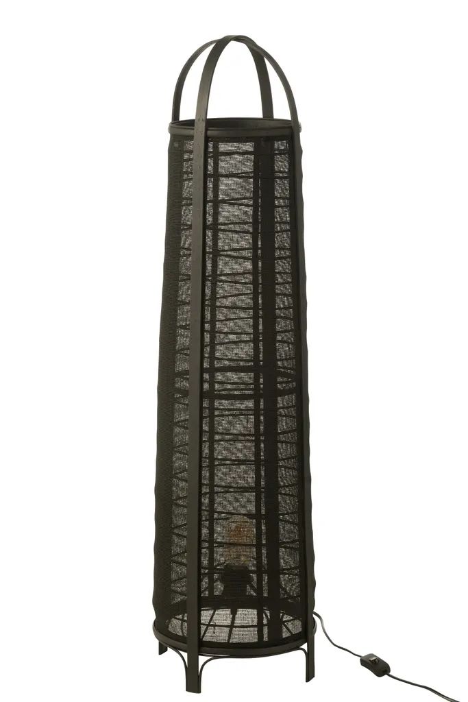 Lampe à poser en bambou noir et coton - Luminaire d'ambiance design
