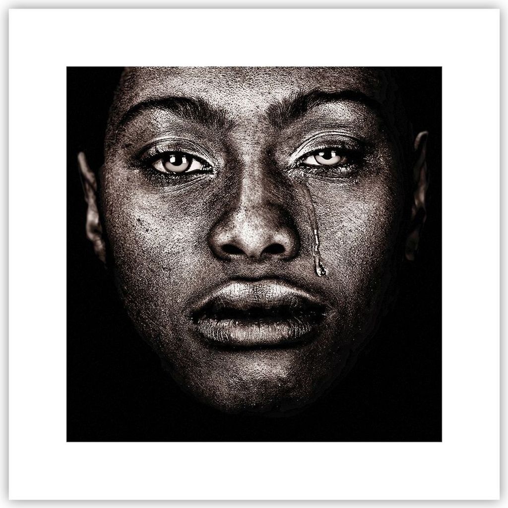 Poster - Poster ohne Rahmen - Schwarz Porträt Träne - 30x30 cm - Wand Bild - Wanddeko - Wandbilder - Kunstposter - Wandposter - Bilder - Kunstdru...